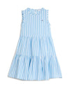 Tommy Hilfiger Girl Sleeveless Striped Ruffle Dress, Blue