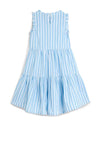 Tommy Hilfiger Girl Sleeveless Striped Ruffle Dress, Blue