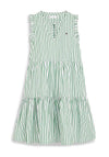 Tommy Hilfiger Girl Sleeveless Striped Ruffle Dress, Green