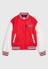 Tommy Hilfiger Girl Colour Block Padded Bomber Jacket, Red