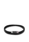 Tommy Hilfiger Mens Double Wrap Braided 2790327 Bracelet, Black