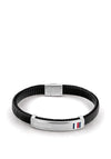 Tommy Hilfiger 2790347 Mens Flat Leather Bracelet, Black
