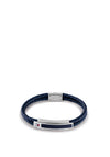 Tommy Hilfiger Mens 2790356 Double Braided Leather Bracelet, Navy & Silver