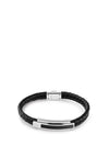 Tommy Hilfiger Mens Leather Braided 2790357 Bracelet, Black
