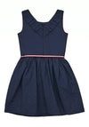 Tommy Hilfiger Girls Ruffle Logo Hem Dress, Twilight Navy