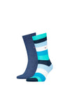 Tommy Hilfiger Mens Colour-Block Sock Twin Pack, Blue Combo