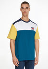 Tommy Jeans Colour-Block Badge T-Shirt, Petrol Multi