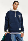 Tommy Jeans V-Neck Polar Fleece Hoodie, Twilight Navy