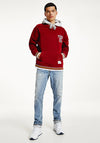 Tommy Jeans V-Neck Polar Fleece Hoodie, Bing Cherry