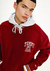 Tommy Jeans V-Neck Polar Fleece Hoodie, Bing Cherry