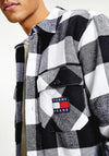 Tommy Jeans Sherpa Flannel Overshirt, Black & White