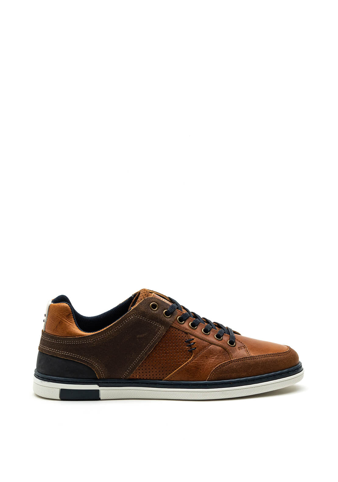 Tommy Bowe Connors Leather Mix Trainer, Amber Espresso