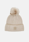 Tommy Hilfiger Festive Luxe Beanie Pom Pom, Oat Milk
