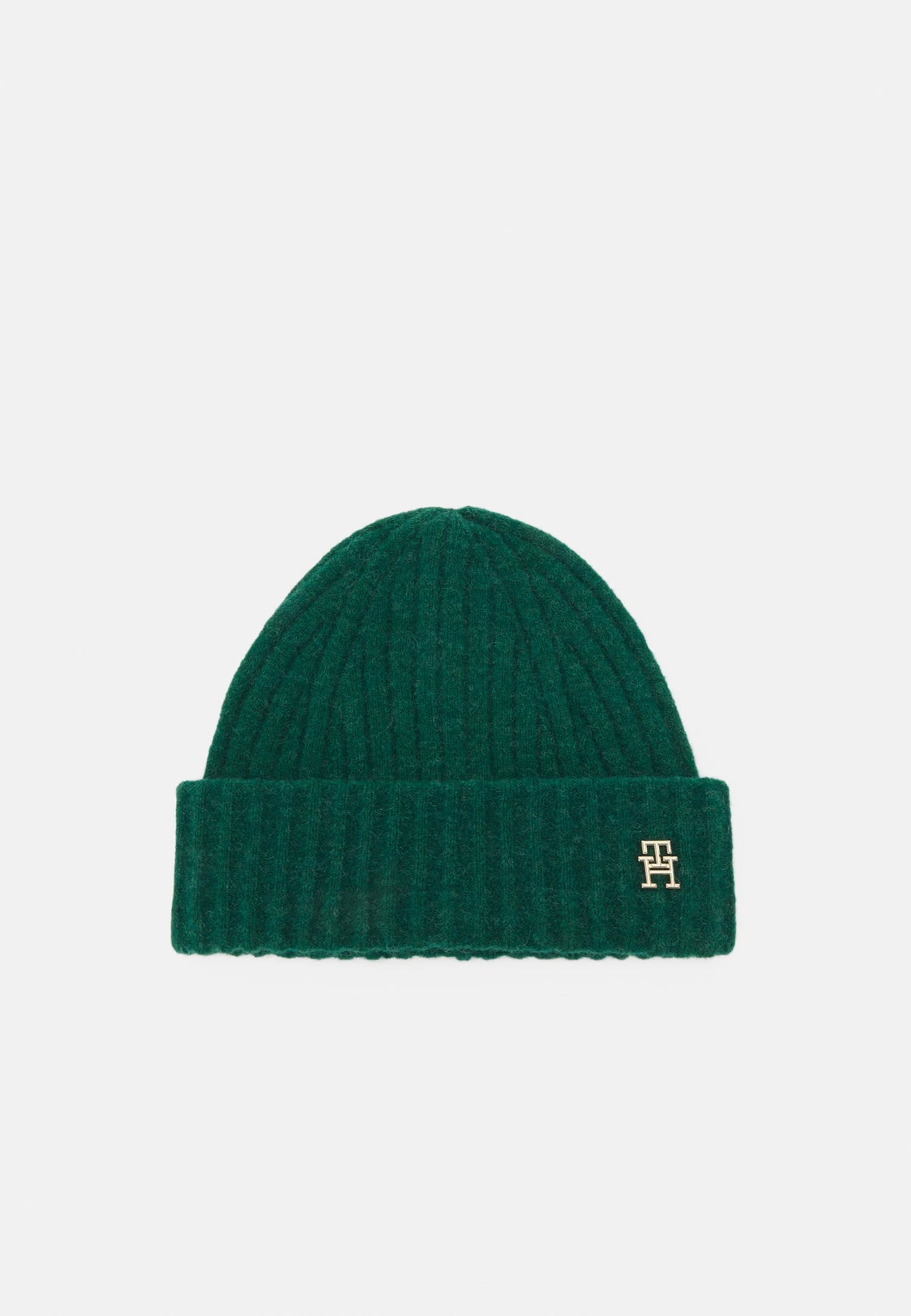 Tommy Hilfiger Modern Monogram Plaque Fluffy Beanie, Green
