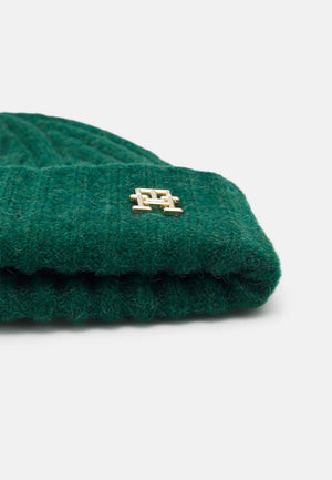 Tommy Hilfiger Modern Monogram Plaque Fluffy Beanie, Green