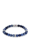 Tommy Hilfiger Men's Beaded Stone Bracelet, Blue & Silver