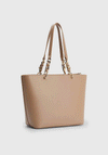 Tommy Hilfiger Chic Monogram Plaque Tote, Oat Milk
