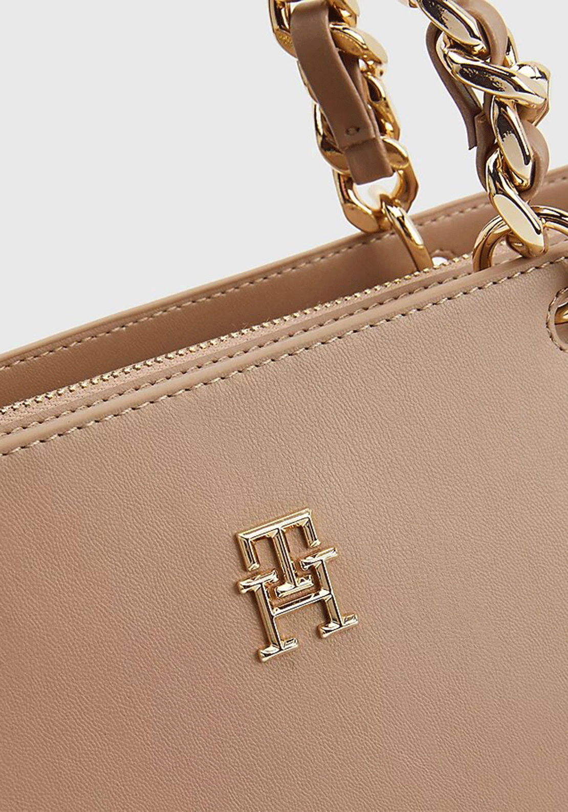Tommy Hilfiger Chic Monogram Plaque Tote, Oat Milk