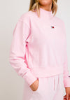 Tommy Jeans Womens Pastel Velour Crop Sweater, Pink