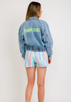 Tommy Jeans Womens Back Logo Denim Crop Jacket, Light Blue Denim