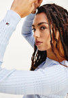 Tommy Hilfiger Women’s Fine Knit Twist-Ribbed Crewneck Jumper, Blue