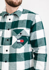 Tommy Jeans Sherpa Flannel Overshirt, Green & White