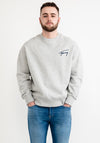 Tommy Jeans Signature Logo Crew Neck Sweater, Grey