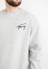 Tommy Jeans Signature Logo Crew Neck Sweater, Grey