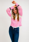Tommy Jeans Womens Open Knit Crop Jumper, Pink & White