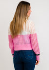 Tommy Jeans Womens Open Knit Crop Jumper, Pink & White
