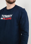 Tommy Jeans Corp Logo Crew Neck Sweater, Twilight Navy