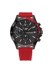 Tommy Hilfiger Mens Bank Silicone Watch, Red