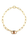 Tommy Hilfiger Womens TH Monogram Linked Necklace, Gold