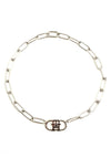 Tommy Hilfiger Womens TH Monogram Linked Necklace, Silver