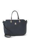 Tommy Hilfiger Pebbled Faux Leather Medium Satchel Bag, Navy