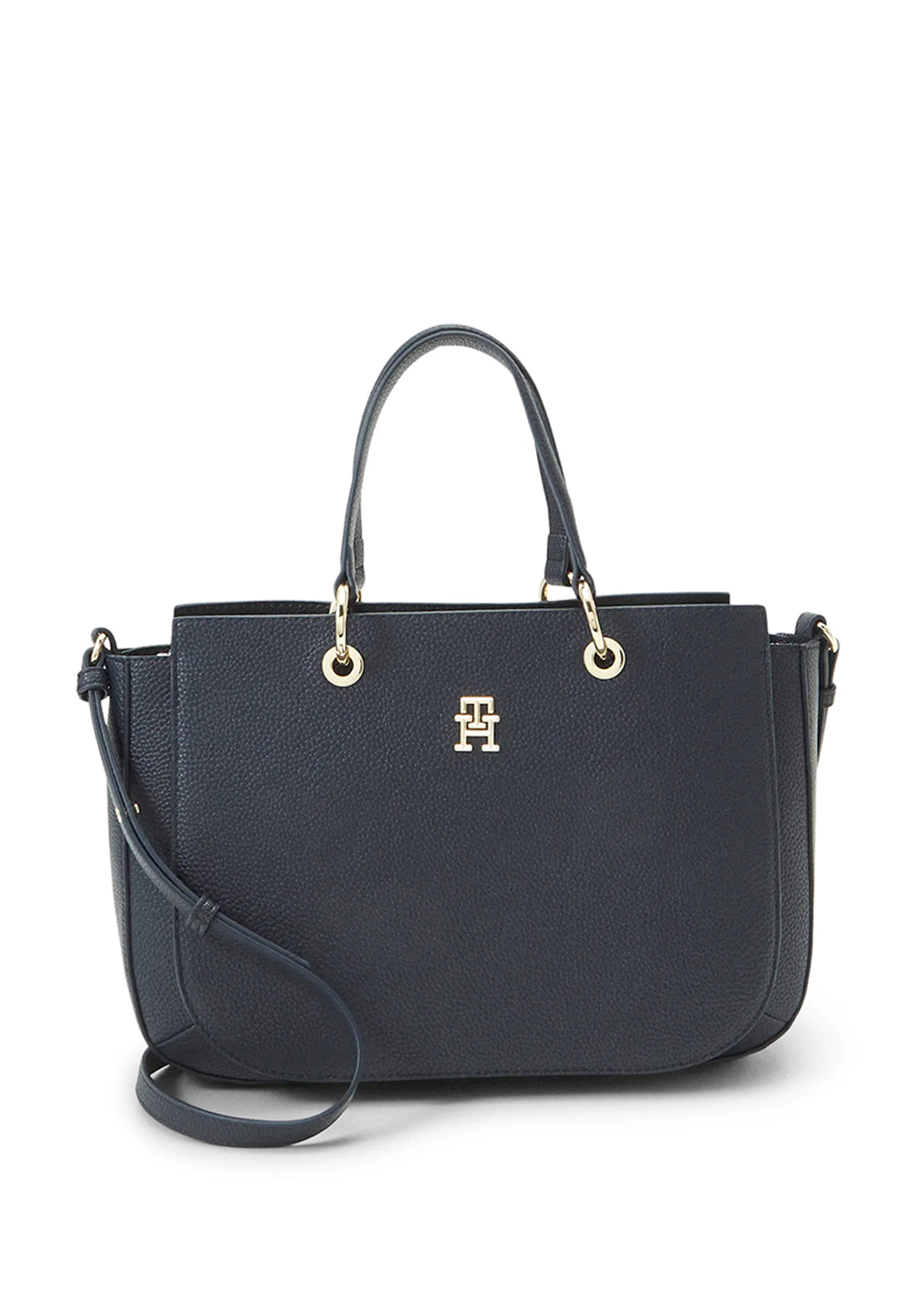 Tommy Hilfiger Pebbled Faux Leather Medium Satchel Bag, Navy