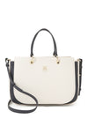 Tommy Hilfiger Emblem Medium Satchel, White Multi