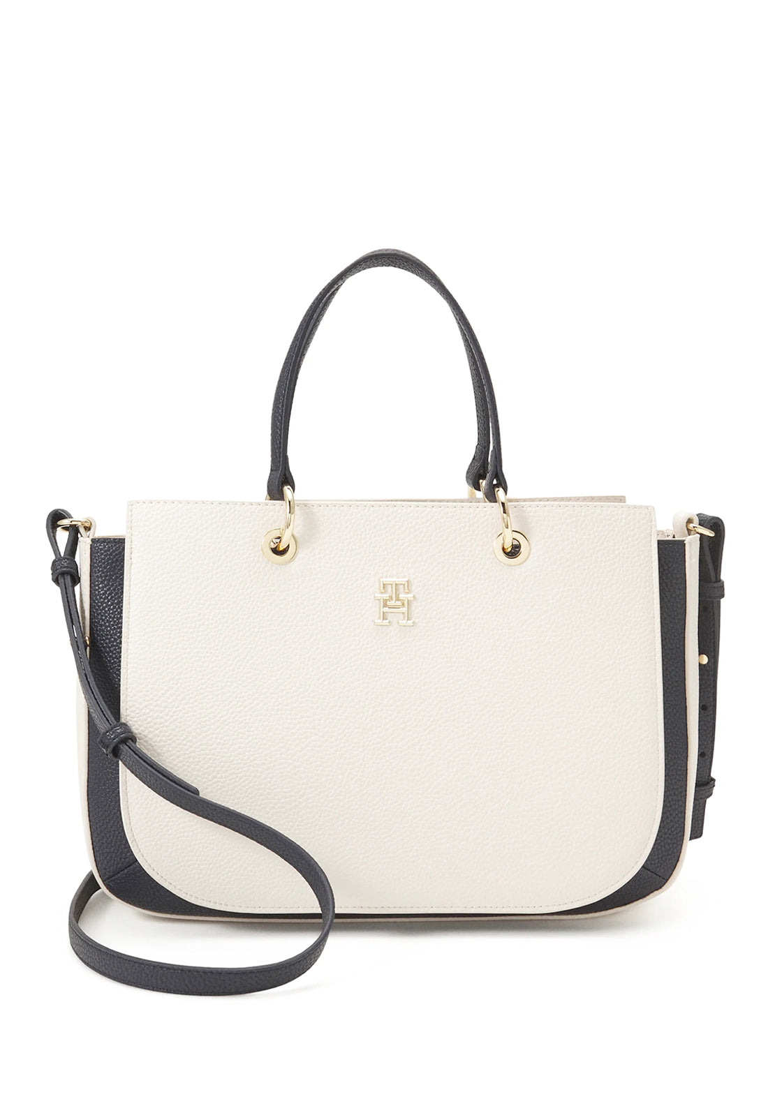 Tommy Hilfiger Emblem Medium Satchel, White Multi