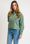 Tommy Jeans Womens Cropped Utility Shirt, Green