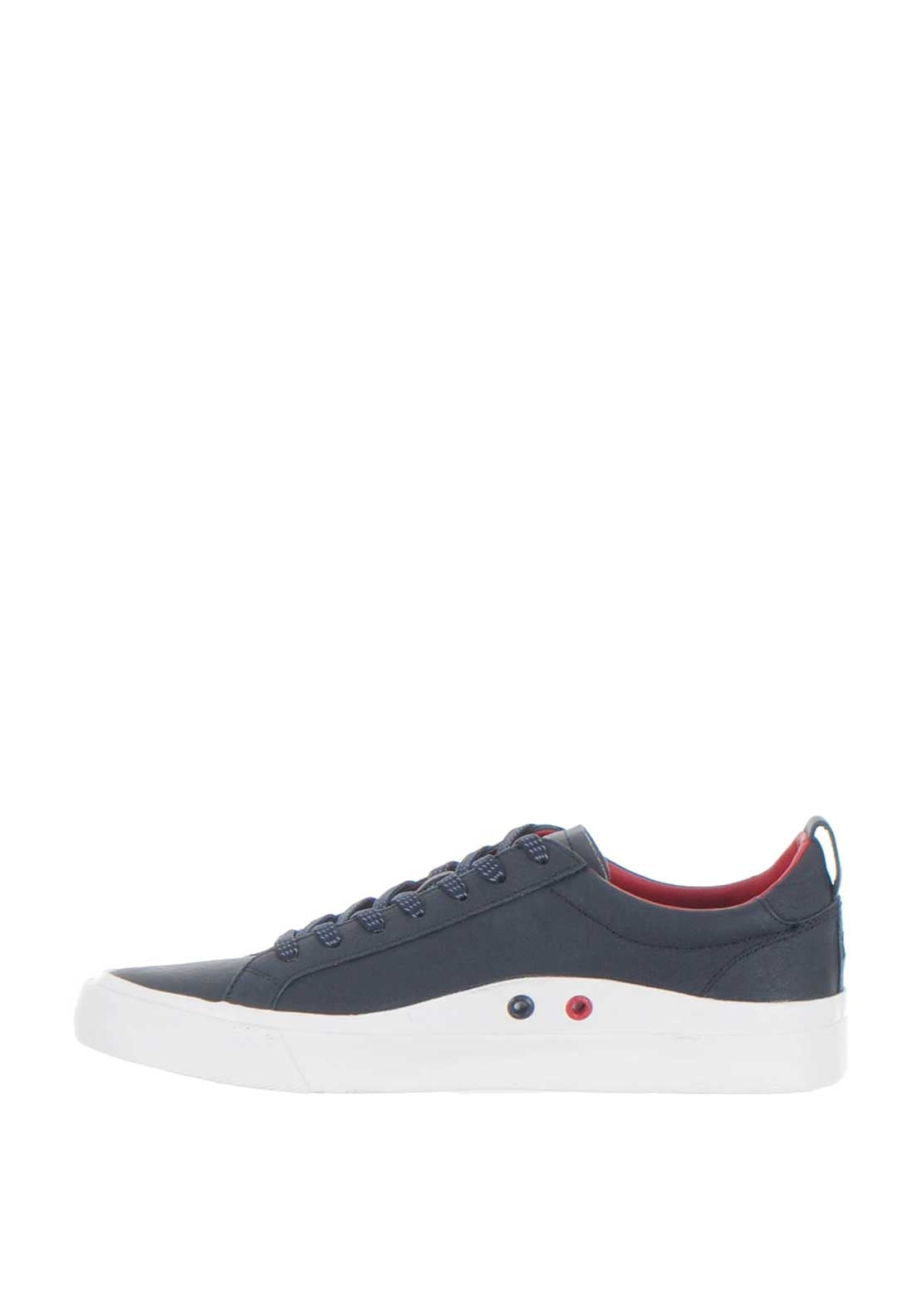 Tommy Hilfiger Flag Detail Leather Trainer, Navy