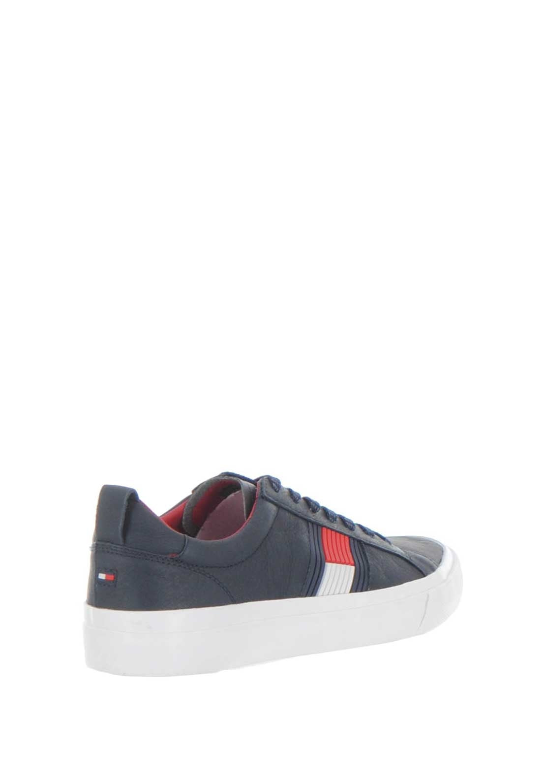 Tommy Hilfiger Flag Detail Leather Trainer, Navy