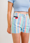 Tommy Jeans Womens Pastel Stripe Mom Denim Shorts. Multi