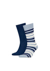 Tommy Hilfiger Mens Small Stripe Sock Twin Pack, Light Blue Melange