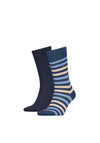 Tommy Hilfiger Mens Small Stripe Sock Twin Pack, Coast Blue