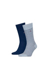 Tommy Hilfiger Mens Fine Stripe Sock Twin Pack, Light Blue Melange