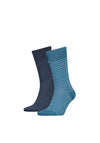Tommy Hilfiger Mens Fine Stripe Sock Twin Pack, Coast Blue