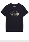 Tommy Hilfiger Girls Foil Graphic T-Shirt, Navy