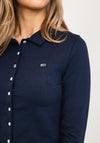 Tommy Jeans Womens Cropped Button Up Top, Navy