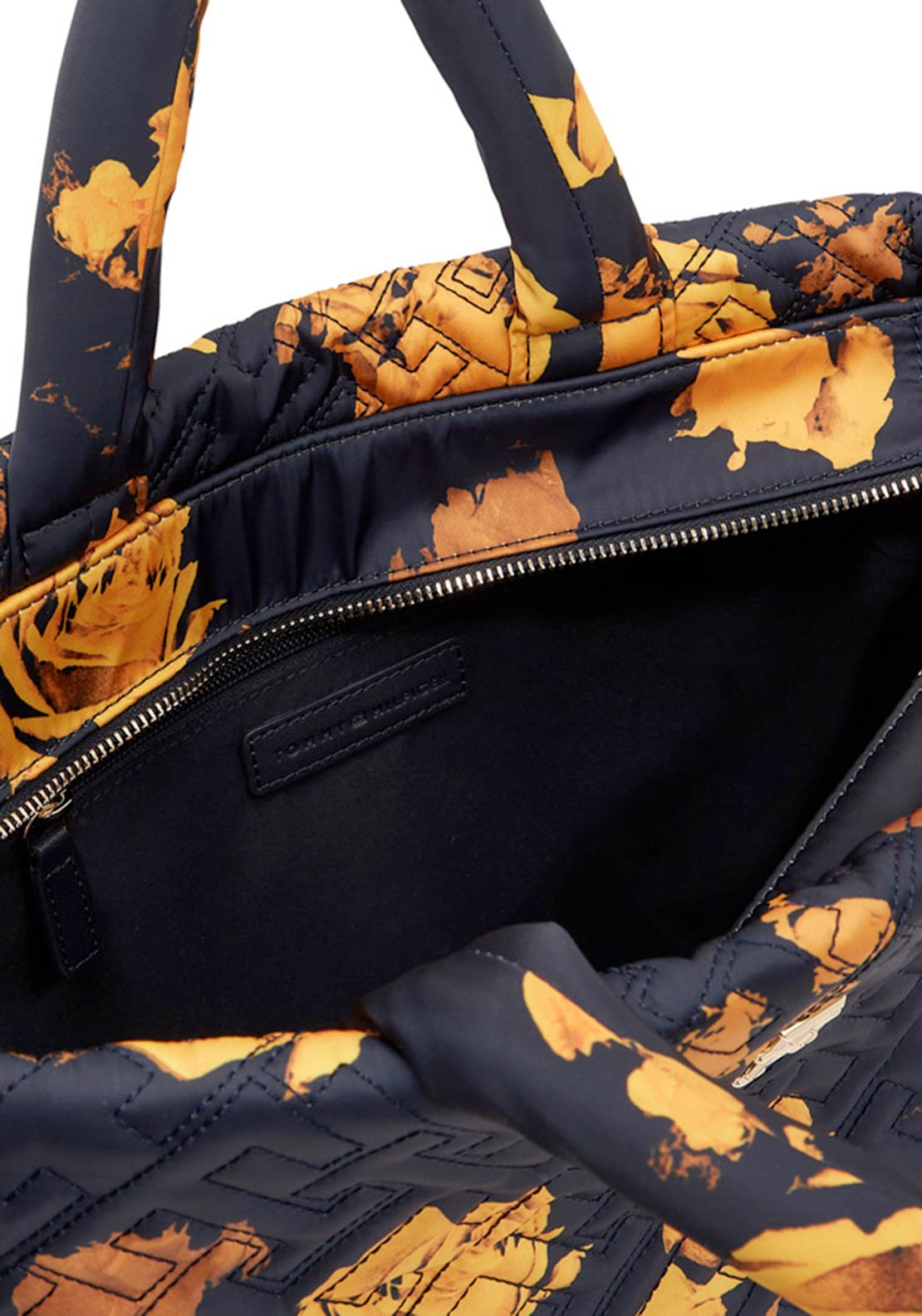Tommy Hilfiger Large Quilted Flow Floral Tote, Black
