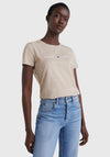 Tommy Hilfiger Womens Logo T-Shirt, Beige